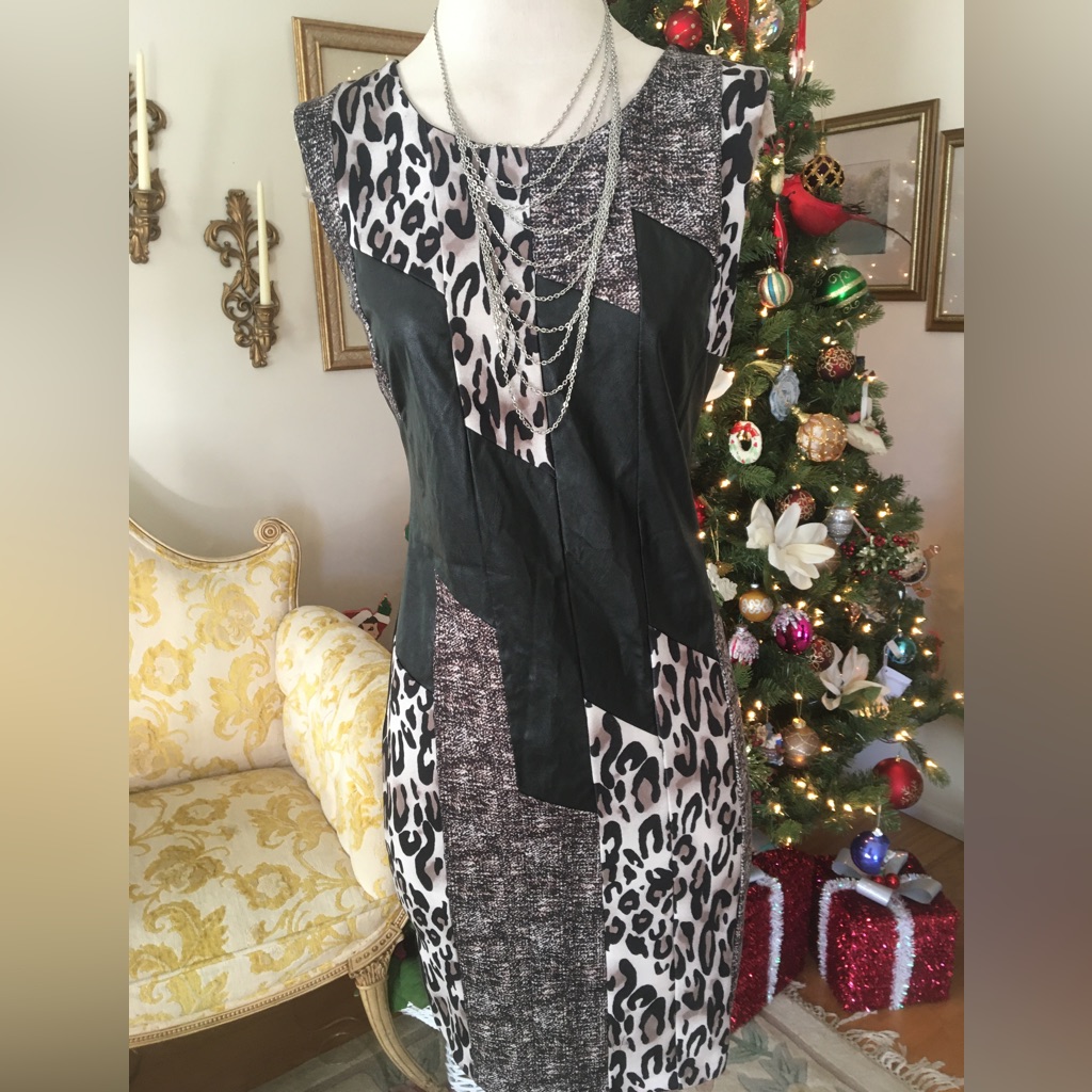 Venus Nwot Sexy Leopard Print/Faux Leather Dress Size 4